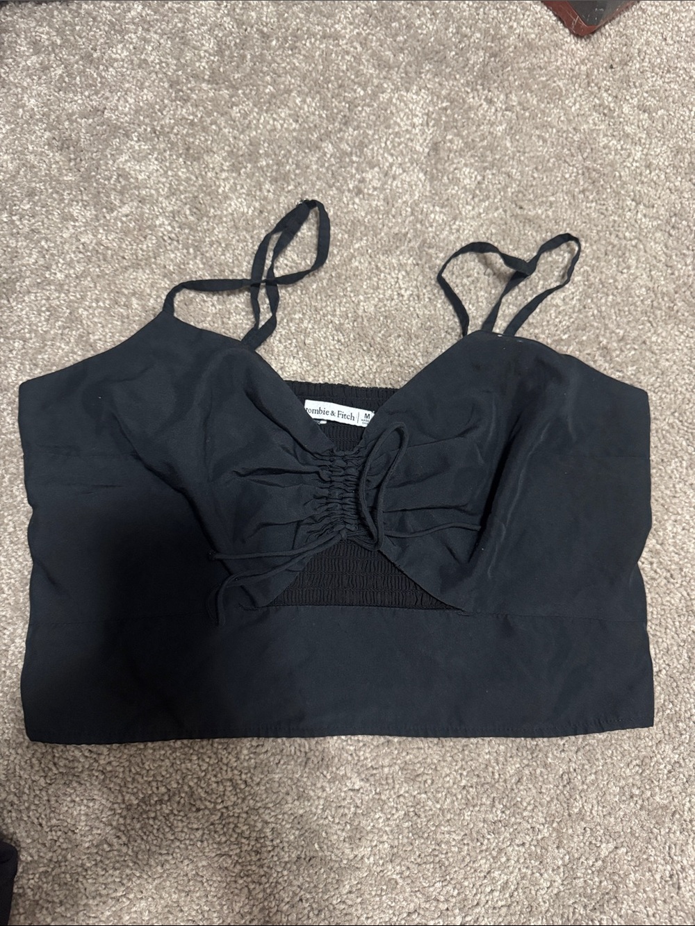 Abercrombie & Fitch Black Ruched Cami Crop